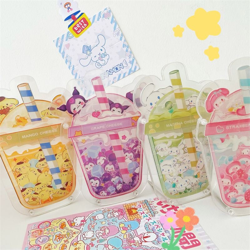 Sanrio acrylic puzzles with Boba tea bottle standee frame