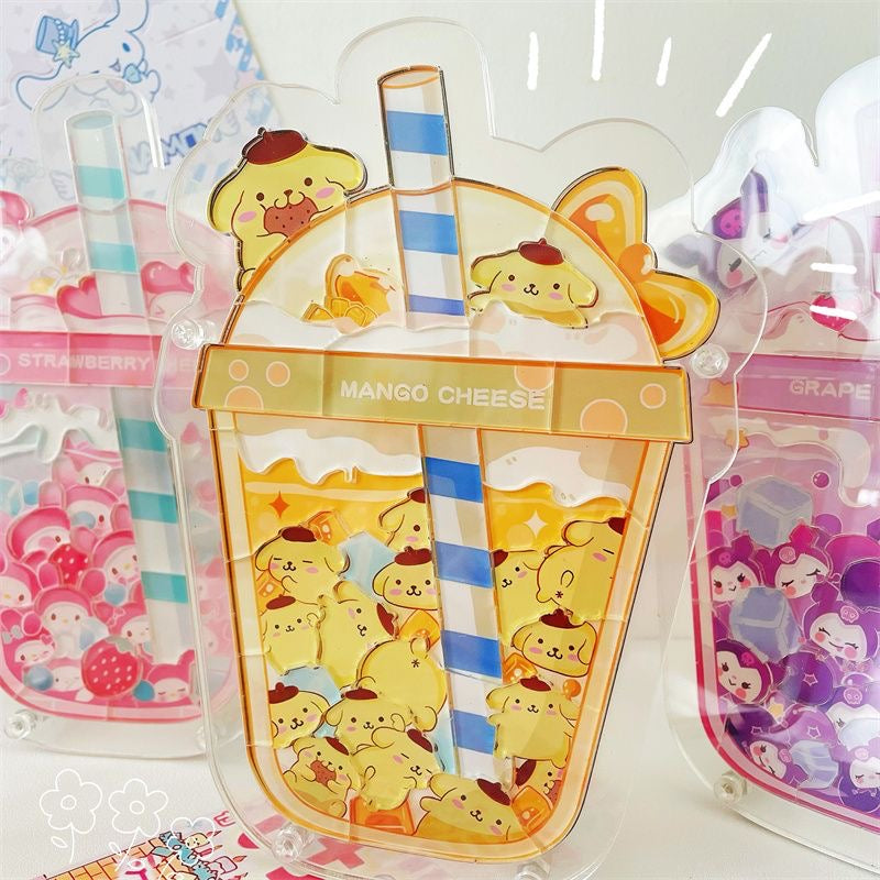 Sanrio acrylic puzzles with Boba tea bottle standee frame