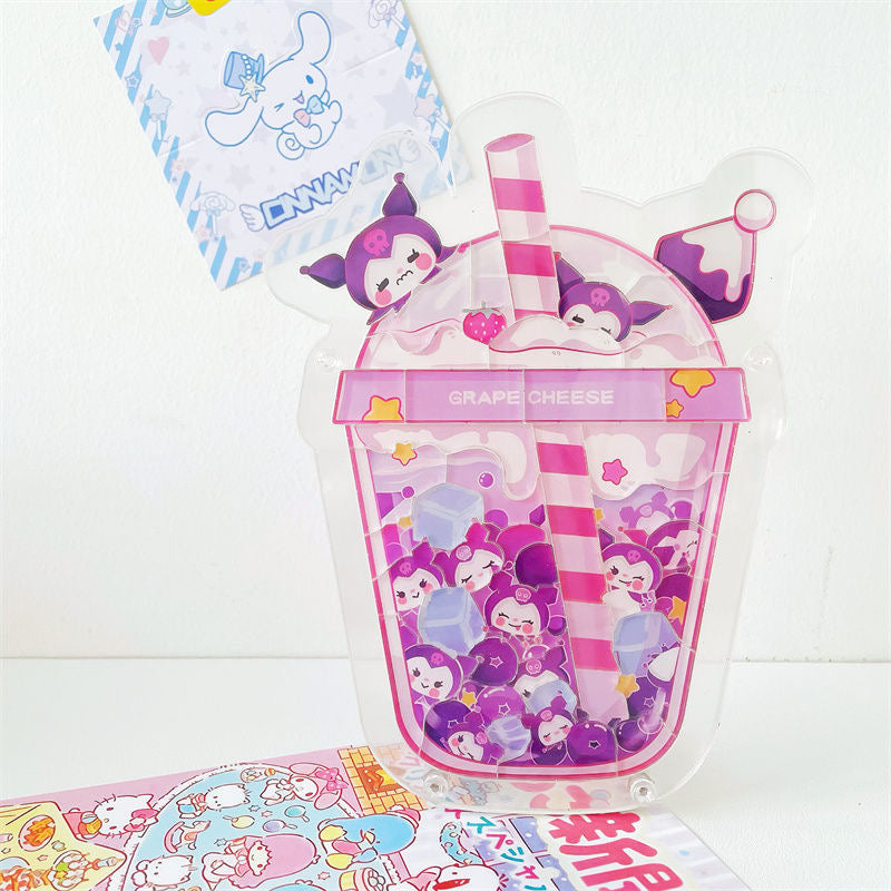 Sanrio acrylic puzzles with Boba tea bottle standee frame