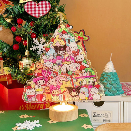 Sanrio acrylic puzzles with Christmas tree &night light,home decor.(52pcs)